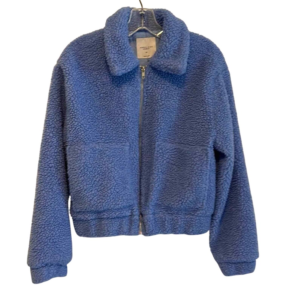 Angel Kiss Los Angeles Blue Teddy Faux Shearling Zip Up Jacket Womens XS
